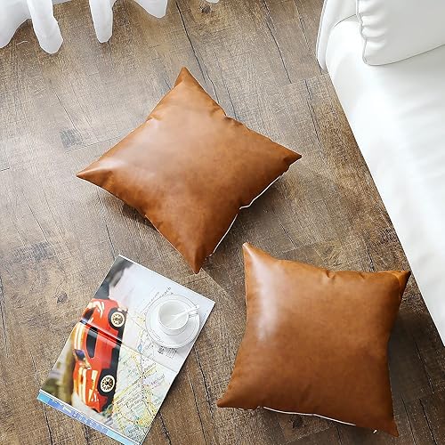 Miniatura 4 de Homefeelzydys Juego de 2 fundas de almohada de 20 x 20 pulgadas, fundas de almohada decorativas de piel sintética de 50 x 50 pulgadas, fundas de