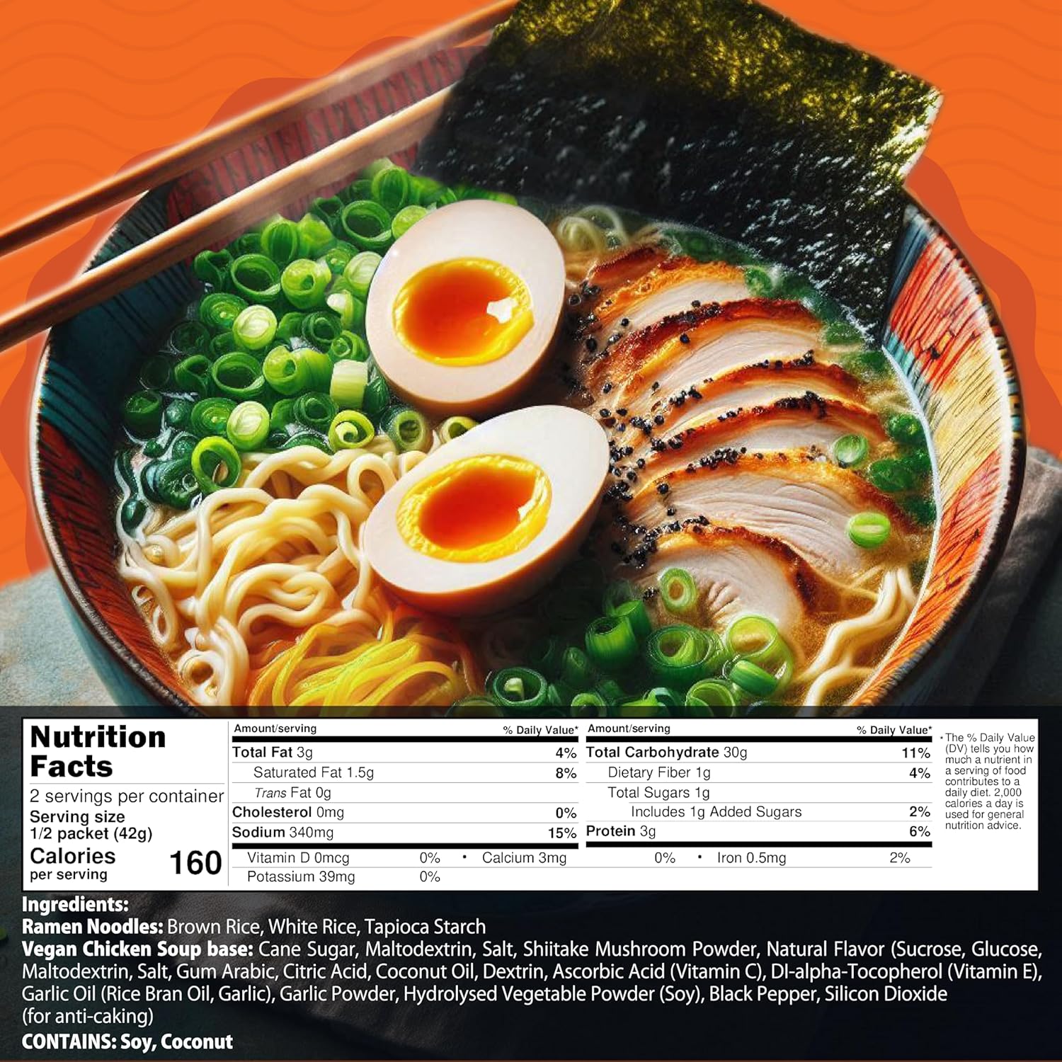 gluten free Ramen noodles Chicken (6 pack) gluten free noodles. Vegan ramen noodle GF meals. Low sodium ramens noodle.