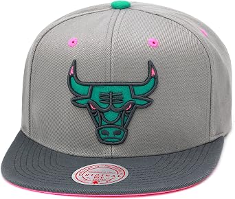 Mitchell & Ness Snapback Hat Adjustable Cap - Grey/Turquoise/Pink/South Beach