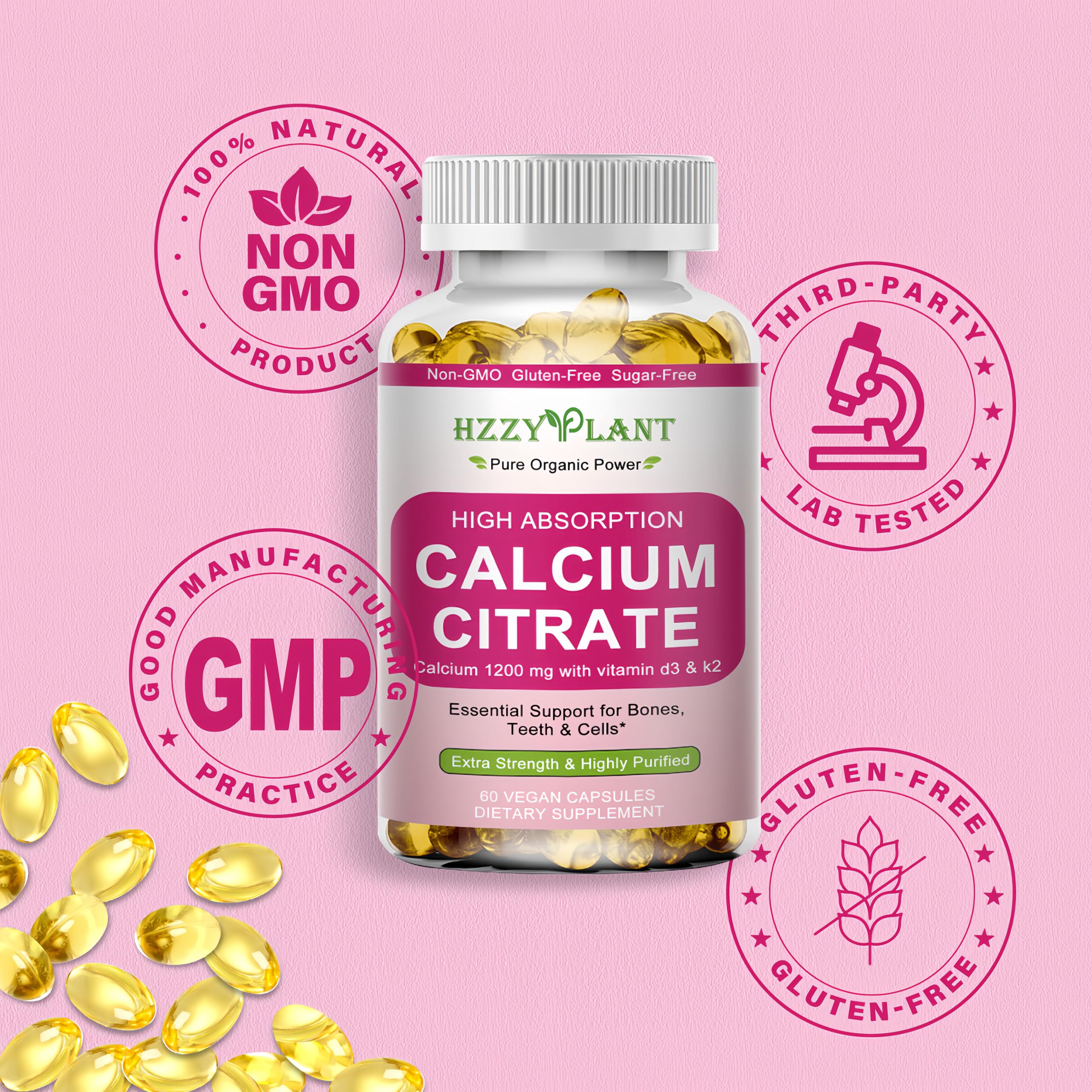 Calcium Supplements for Women Softgels, High Absorption Calcium Citrate Supplement Essential Mineral Calcium 1200 mg with Vitamin D3 Magnesium for Bone Health Support, Non-GMO, 2 Month Supply — Amazon image 7