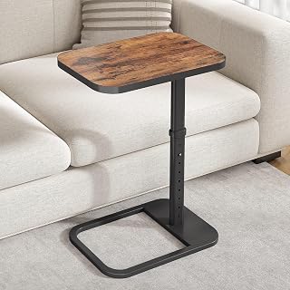 Kitstorack C-Shaped TV Tray Table: Adjustable Height 19-30in, Flip Top, Rounded Metal Corners for Couch, Bed, Laptop, Small Spaces