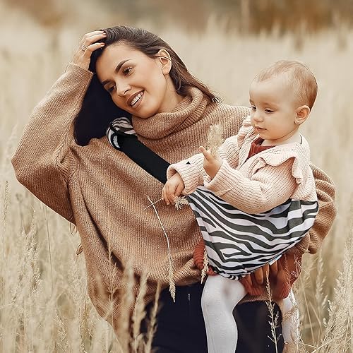 Miniatura 5 de Portabebés lateral de máxima comodidad para recién nacidos a niños pequeños (7 libras-44 libras) (rayas cebra)