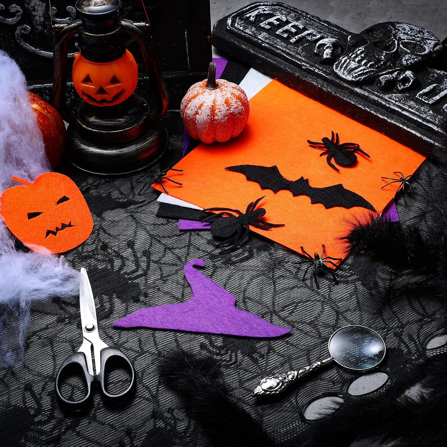 Tegeme 24 Pcs Halloween Felt Fabric Sheets Orange for Crafts Sewing DIY