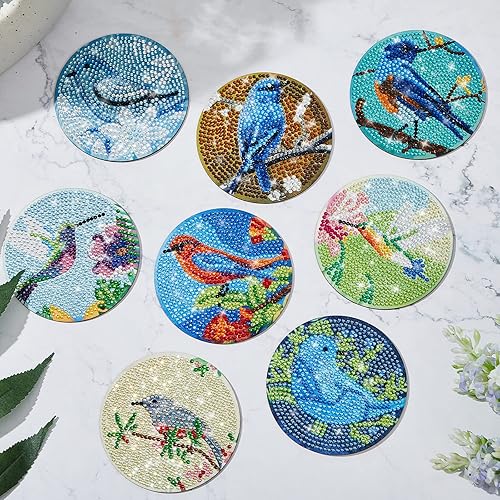 Miniatura 3 de 8 posavasos de pintura de diamante posavasos de frutas con soporte posavasos de 4 pulgadas para bebidas con base de corcho suministros de arte de