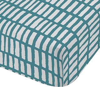 Larsson Geo Teal Spannbettlaken und Kissenbezüge, Weiß, 180 x 200 + 50 x 80 (2)