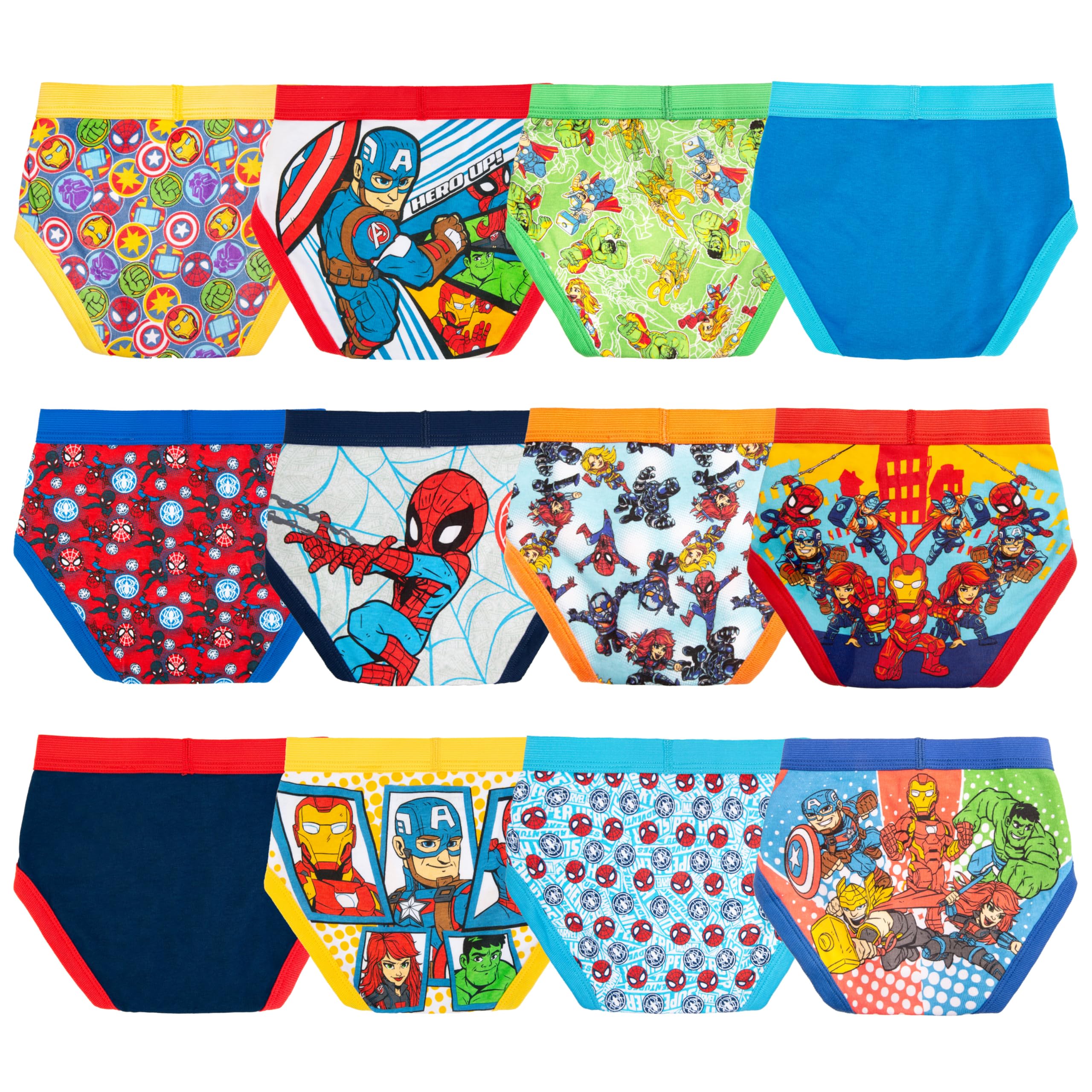 Marvel Boys' Toddler Exclusive 12-PK UNBOXING Spiderman Friends Gifting & Potty Training, 12-Pack Superhero Adventures Brief