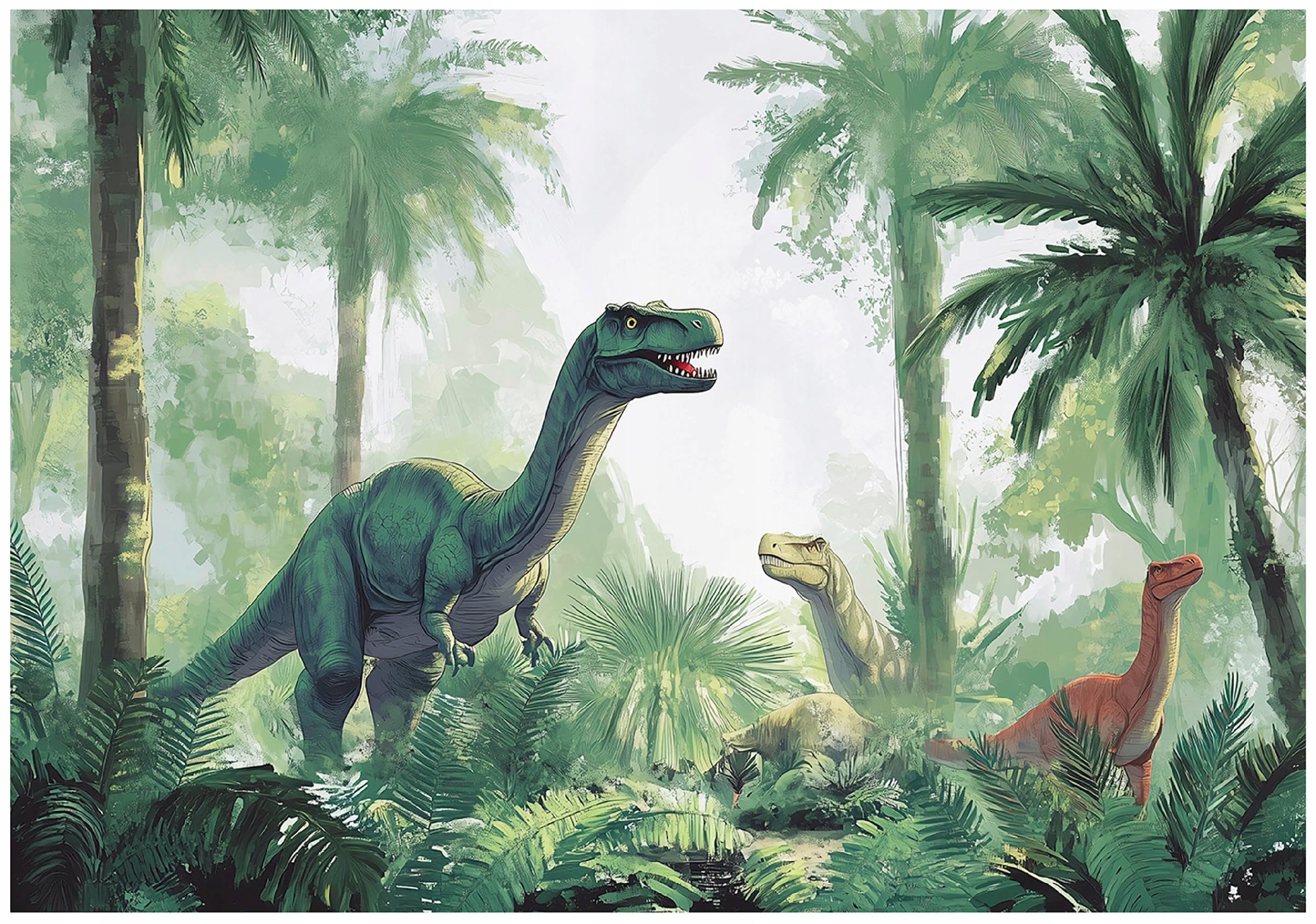 WallArena Vlies Fototapete, Dinosaurier, 350x250cm | Fototapeten - Tapeten - für Wohnzimmer Schlafzimmer - Vliestapete Wandtapete Tapete 3D Effekt- inkl. Kleister