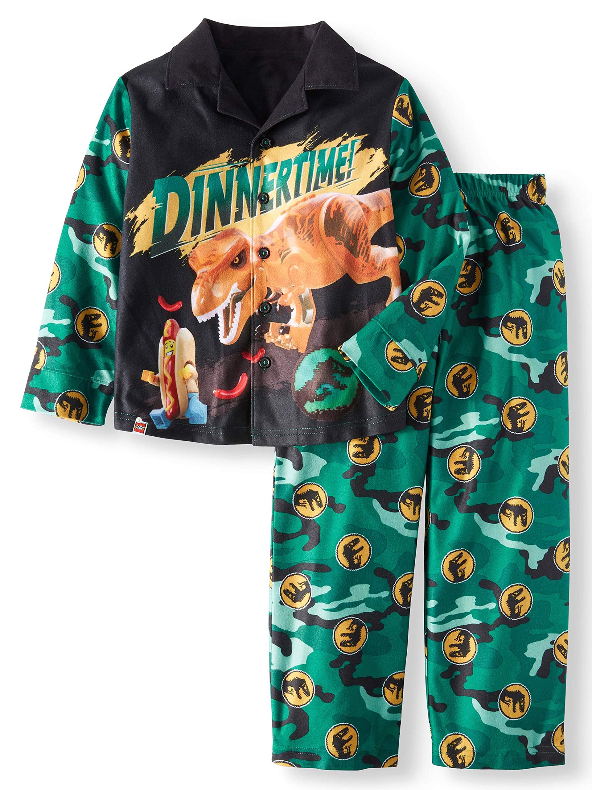 Jurassic World Boys Pajamas Dinosaur 2 Pc Sleepwear Shirt and Pants Pjs Set (Boys Small Size 6/7)