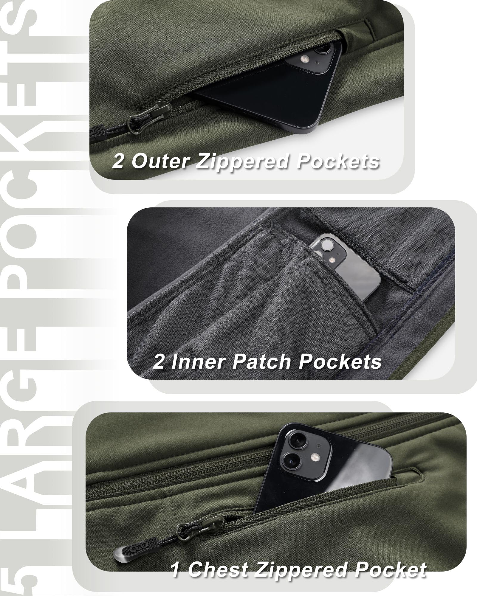 33,000ft Damen Softshell Westen mit Abnehmbarer Kapuze Fleece Gefütterter Ärmelloser Jacke Wasserdichte Winddichte Sportwesten Vest mit 5 Taschen für Reiten Laufen Wandern