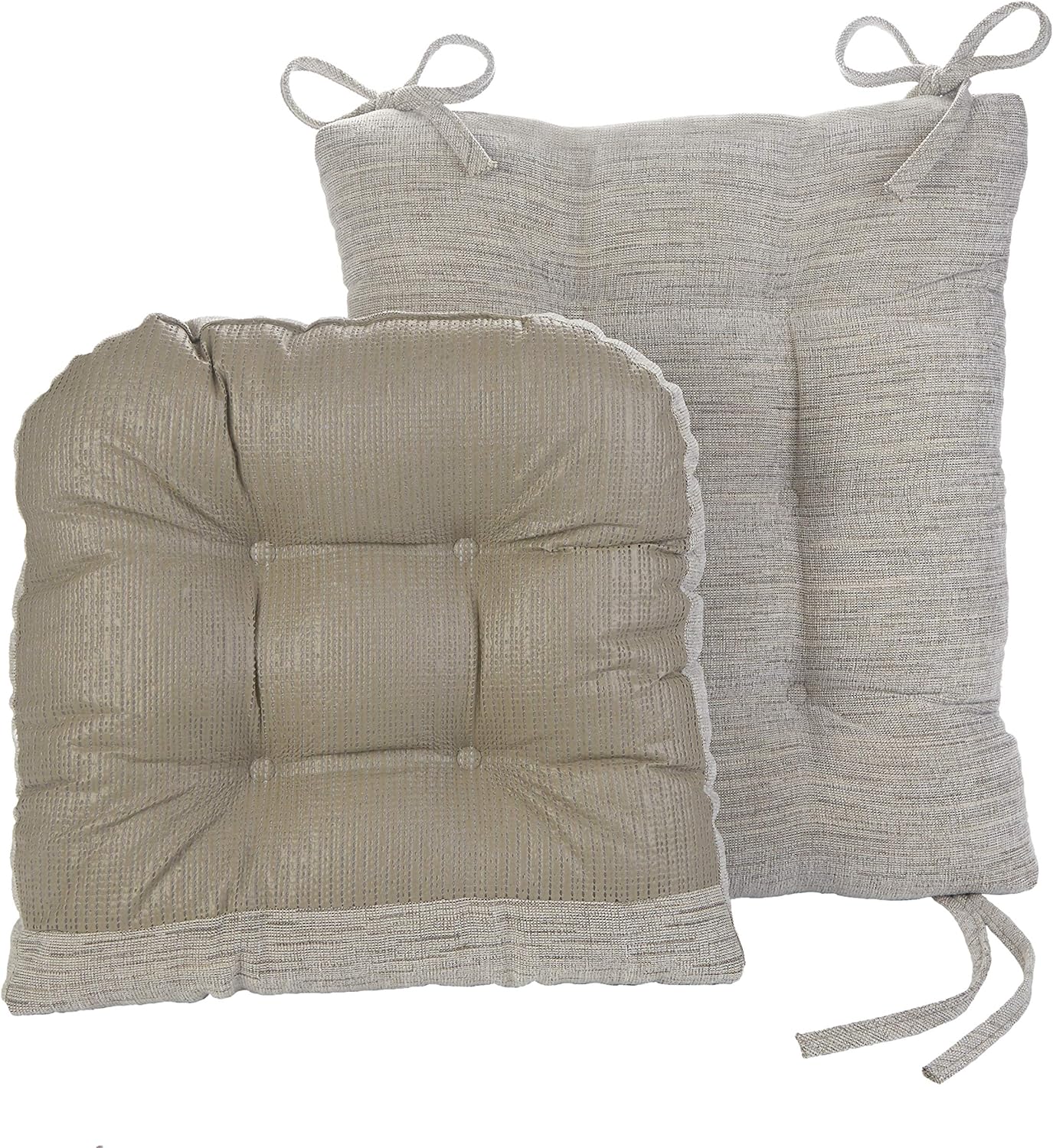 Klear Vu Omega Non-Slip Rocking Chair Cushion Set, Assembled in USA, Thick Padding & Tufted Design, Includes Seat Pad & Back Pillow with Ties, 17x17 Inches, 2-Piece Set, Saltbox Gray