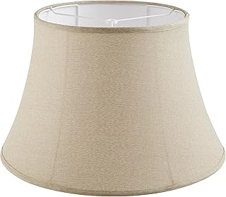 Aspen Creative 38014 Handsewn Bell Traditional Collapsible Spider Shade in Khaki Linen Fabric, 13" Top x 19" Bottom x 12-1/2" Slant