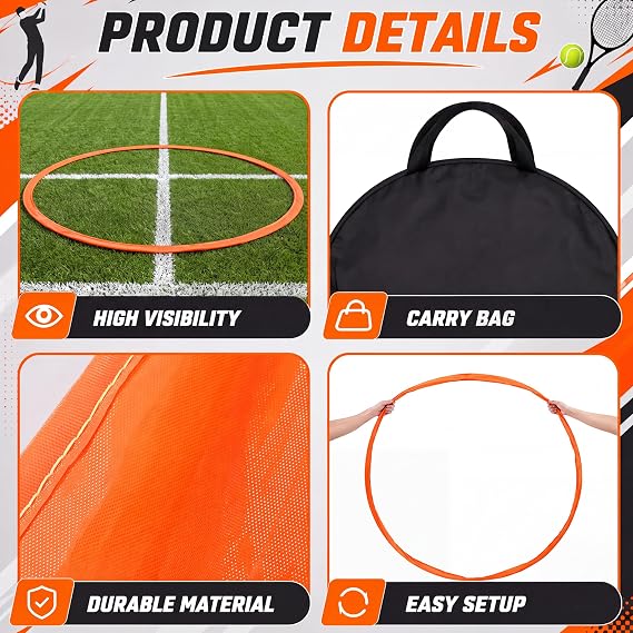 Junkin Tennis Target Ring, Foldable Tennis Serve Target for Accuracy Drills