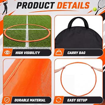 Junkin Tennis Target Ring, Foldable Tennis Serve Target for Accuracy Drills