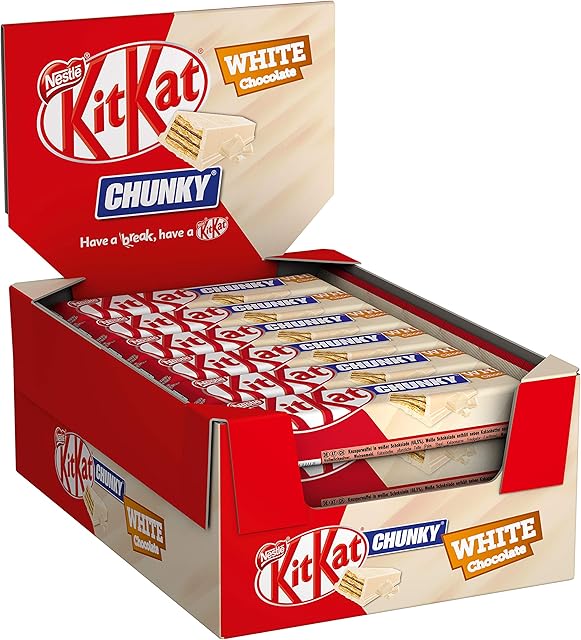 Kitkat NESTLÉ KITKAT CHUNKY White batonik czekoladowy, chrupiący batonik z białą czekoladą i chrupiącym gofrem, 24 sztuki (24 x 40 g)