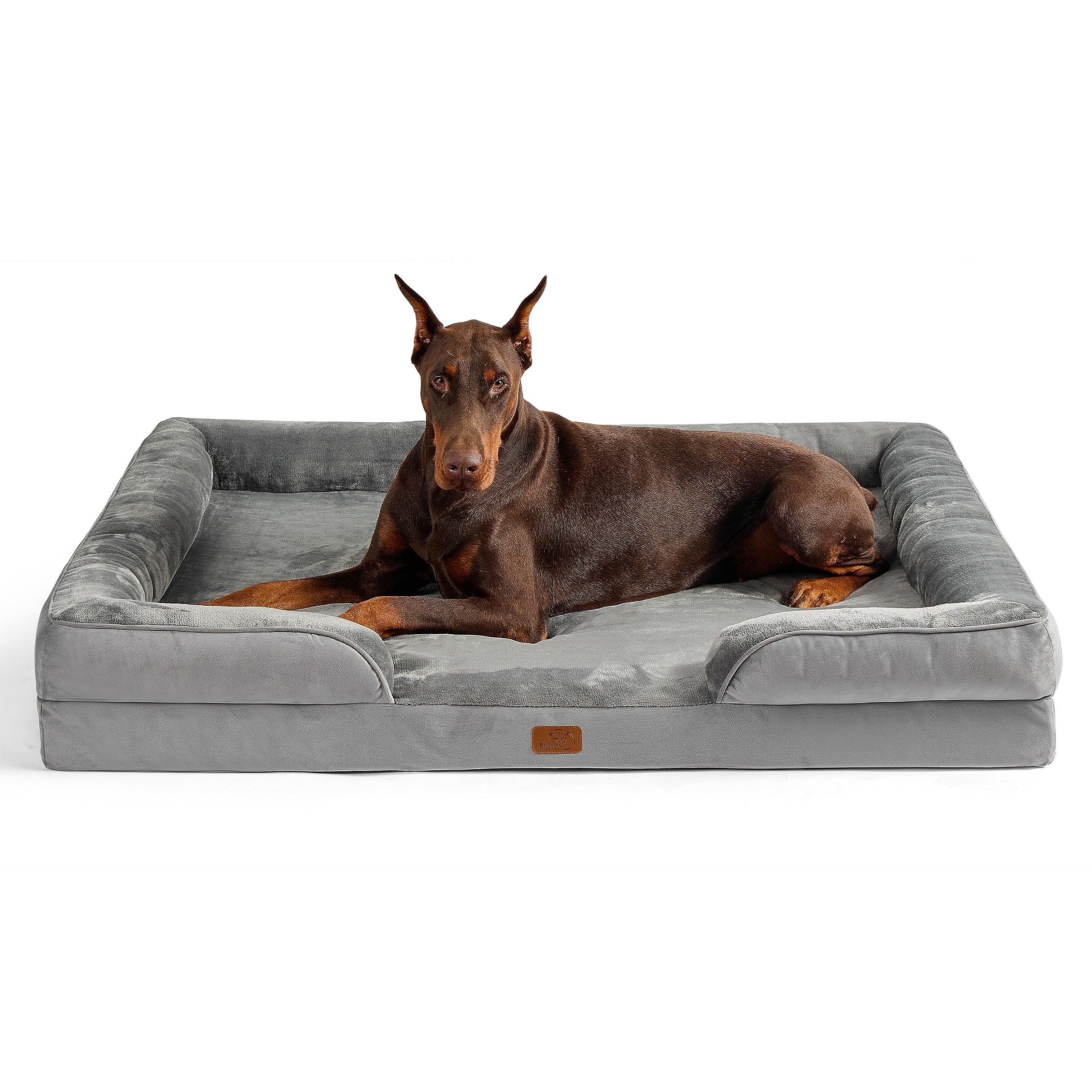 Bedsure Letto per Cani Grande 134x106x20cm - Divano per Cani Taglia Grande in Uovo Foam, Colore Grigio, Cuscino per Cani Sfoderabile e Lavabile