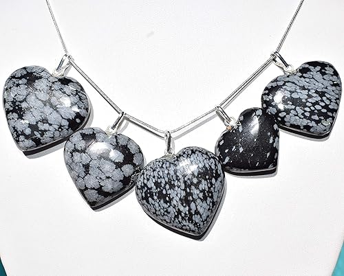 Miniatura 2 de Zenergy Gems - Collar con dije de corazón, piedras preciosas naturales del Himalaya en forma de corazón + cadena de plata de 20 + corazón de carga