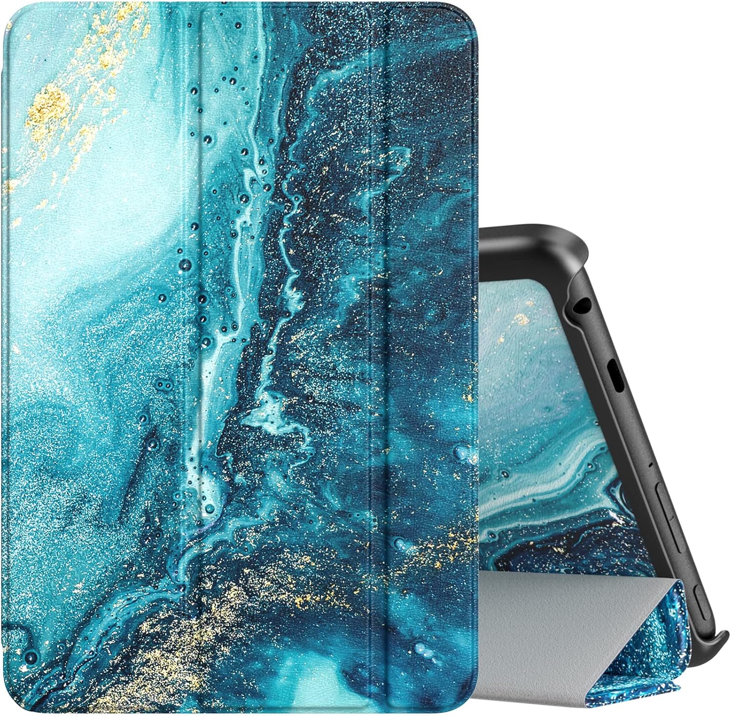 TiMOVO Case Fits All-New Kindle Fire 7 Tablet (7", 12th Generation, 2022 Release), Slim Lightweight Trifold PU Leather Stand Cover, PC Back Shell Protector with Auto Wake/Sleep, Gilding