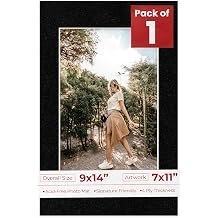Poster Palooza 9x14 Mat Bevel Cut for 7x11 Photos - Acid Free Black with Black Core Precut Matboard - For Pictures, Photos, Framing - 4-ply Thickness