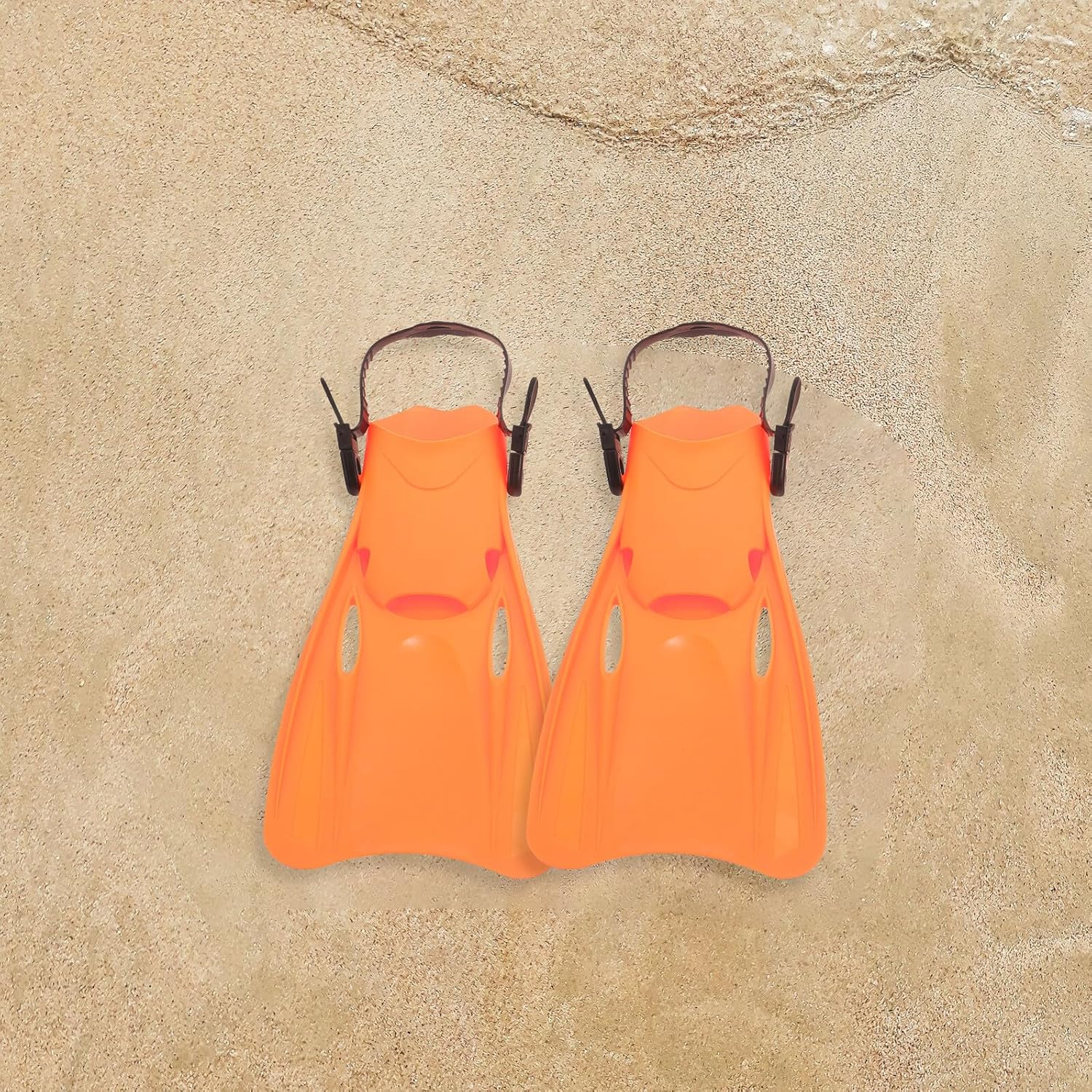 Swimming Training Fins for Adults, Adjustable Orange Snorkeling Flippers, Lightweight Diving Fins for Men and Women, Size L (39-43), Outdoor Water Sports Equipment