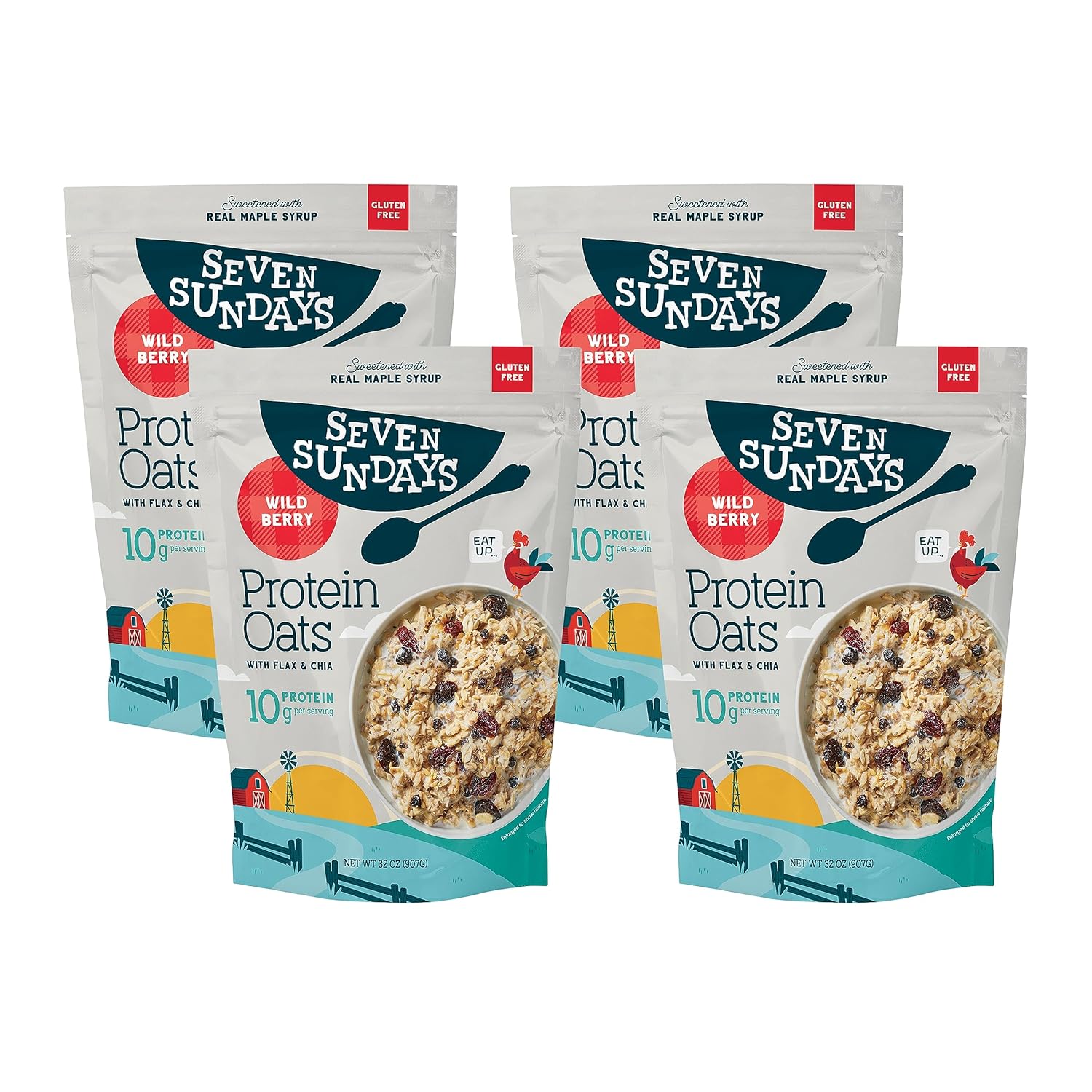 Seven Sundays Wildberry High Protein Oatmeal 32 oz (4 Pack
