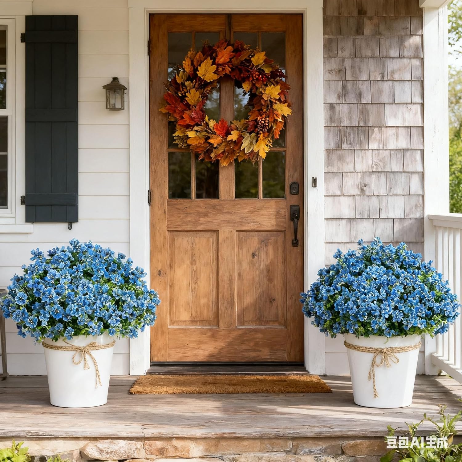 URMAGIC Artificial Flowers Outdoor UV Resistant Fake Plants,12 Bundles Faux Greenery for Fall Thanksgiving Christmas Porch Decor, Home Garden Patio Window Box Decorations