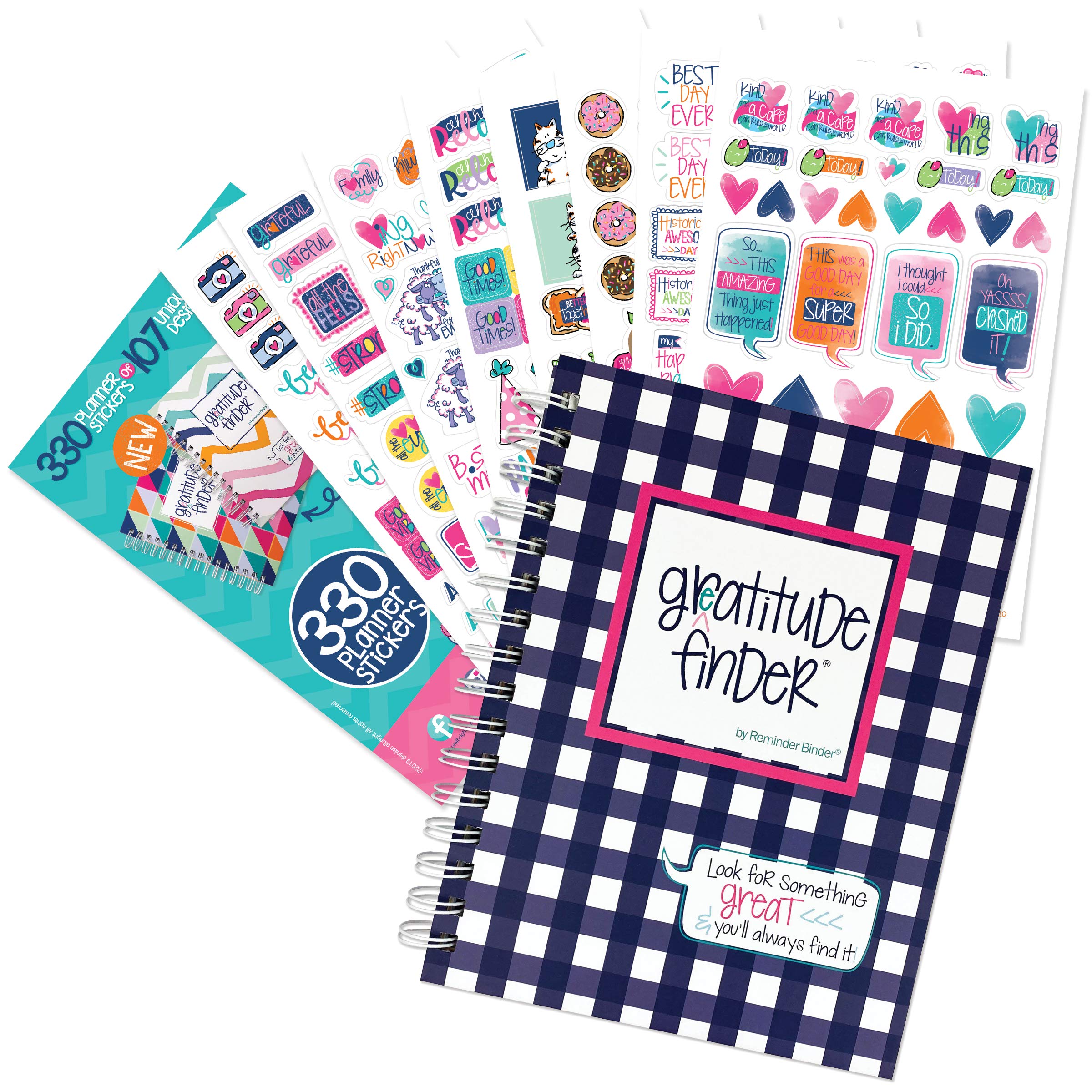Gratitude Journal 52 Week Daily Positive Thinking for Thankfulness + Sticker Set | Gratitude Finder