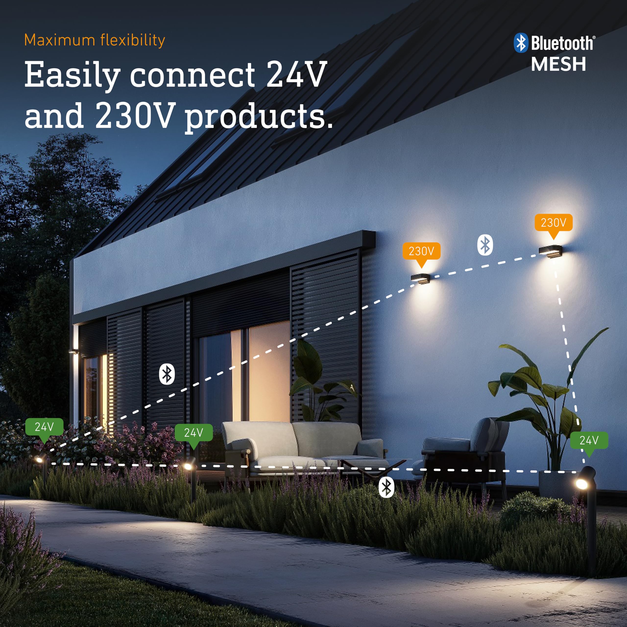 Steinel Zewnętrzna lampa słupkowa Spot Way C 24 V, RGBWW, 16 mln kolorów, czujnik zmierzchu, ściemnialny LED-reflektor ogrodowy, sterowanie aplikacji, Plug & Play, IP65