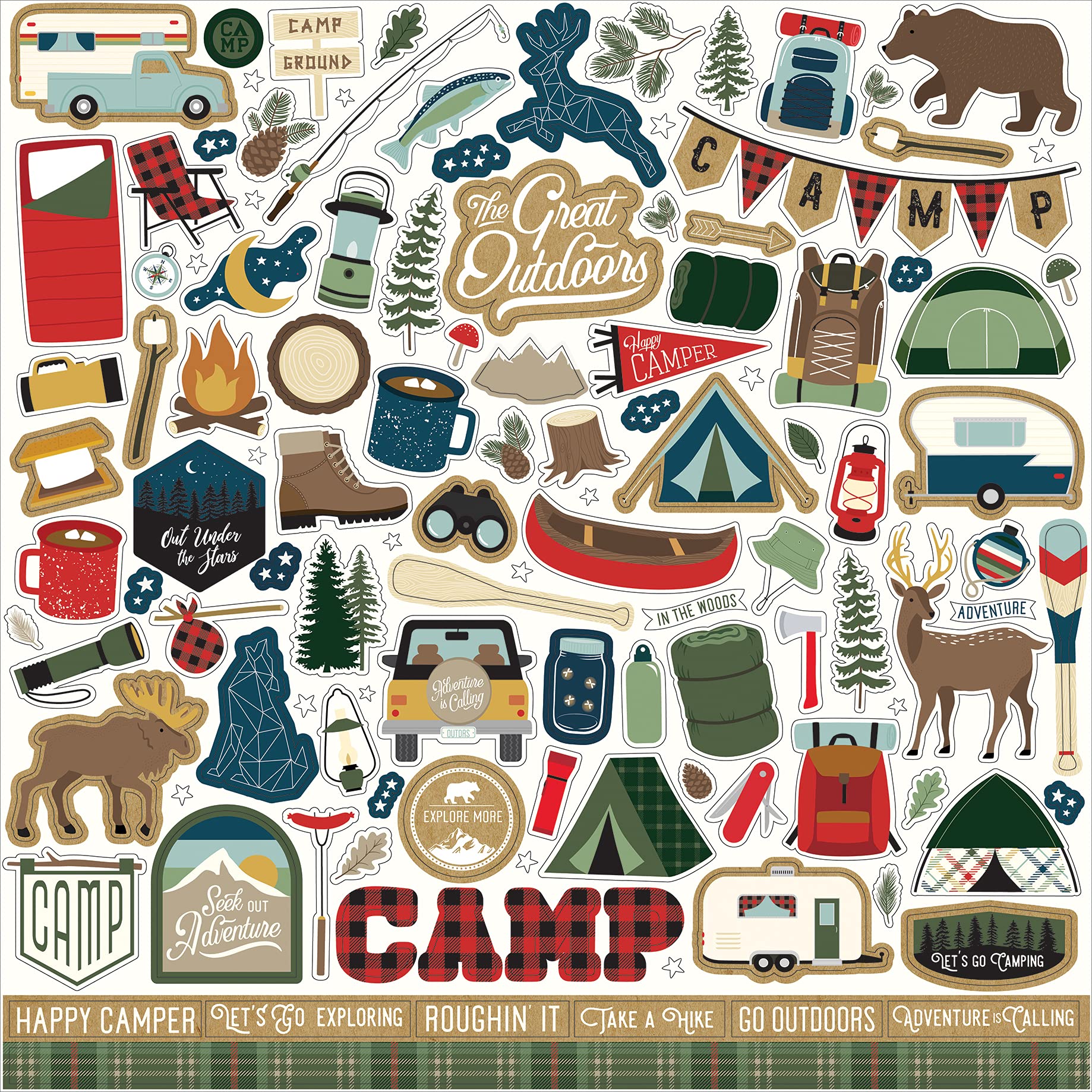 Stickers camping épais anti-déchirure pour albums souvenirs outdoor