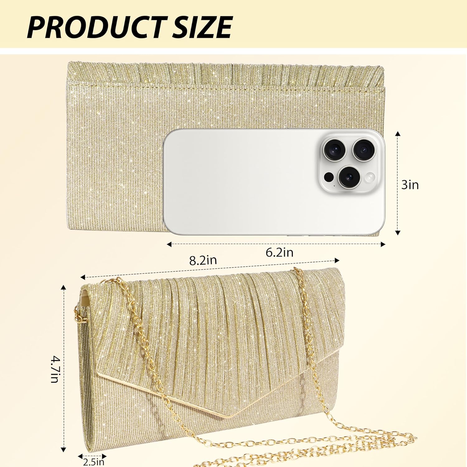 Evening Clutch Handbag for Wedding Guest, Bridal Party Prom, Cocktail Night, Formal Dressy Evening Crossbody Bag for Women
