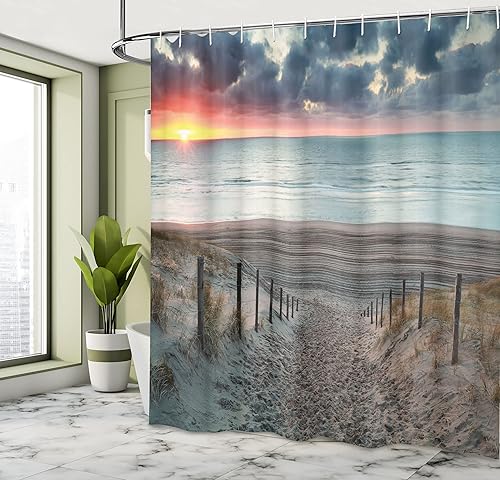 Miniatura 4 de Ambesonne Decor Collection, juego de cortina con ganchos para regadera