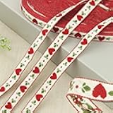 IDONGCAI Lace Trim Flower Jacquard Ribbon Bowknot Material Lace Trim-Embroidery Applique DIY Art Craft Supply for Scrapbooking,Gift Wrapping(Red)