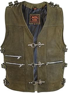 MDM Hebillas de piel para motorista, color marrón