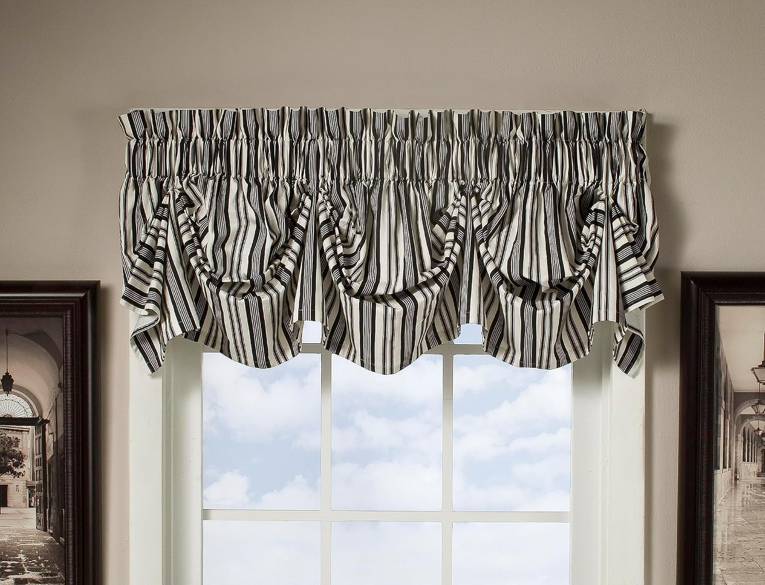 Today's Curtain Gabrielle Cotton Duck Tucked Valance 16", Black, 70" W x 16" L