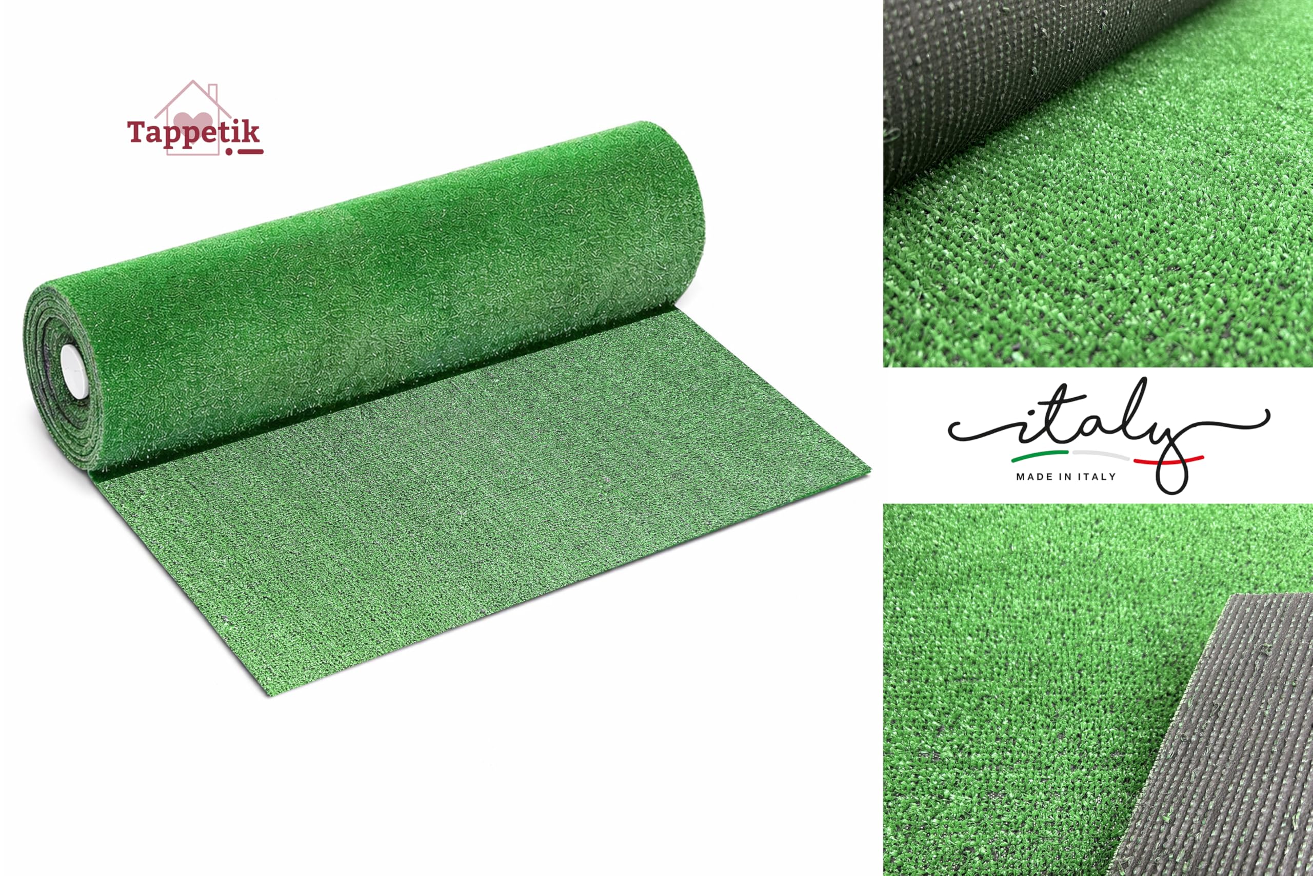 Erba Sintetica Made in Italy 7mm – Tappeto Prato Artificiale Drenante Antiscivolo per Terrazzo, Balcone, Giardino e Esterni – Facile da Posare – Vari Formati (2 x 3 metri)
