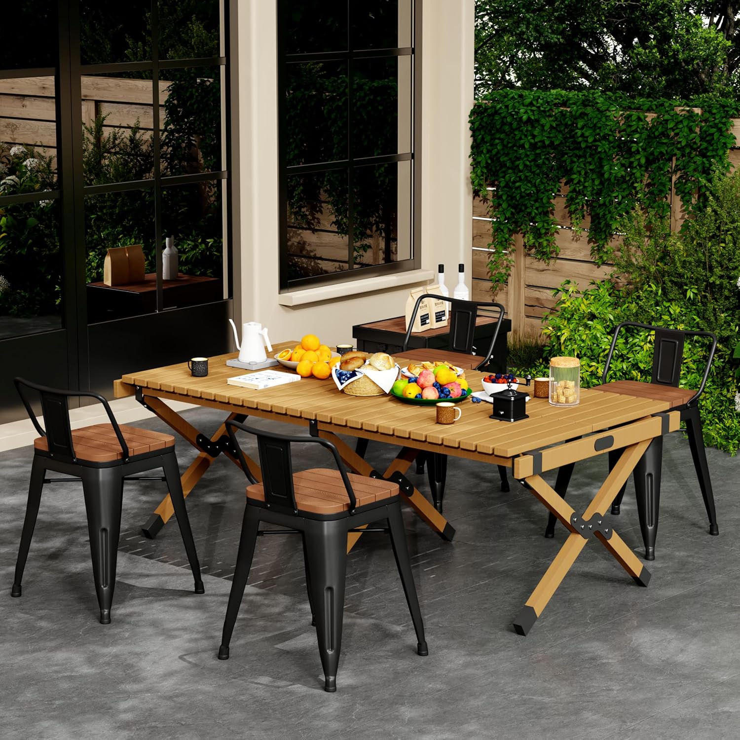 ALISH Outdoor Dining Chairs Set of 4, 18 Inch Bar Stools with Low Back Farmhouse Metal Dining Room Chairs for Indoor Outdoor