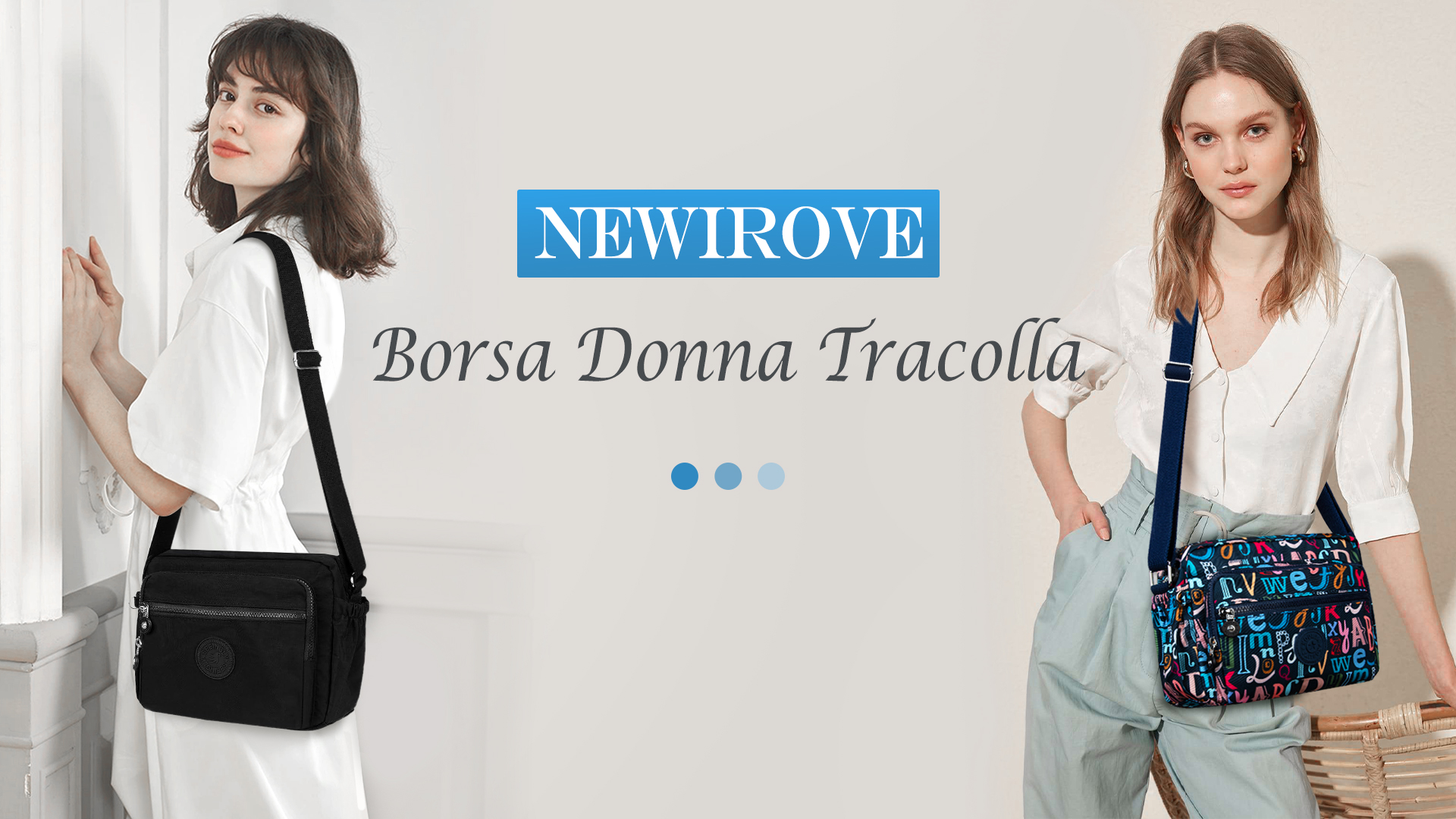 COVERI COLLECTION Borsa A Tracolla In Nylon Impermeabile Con Monogramma – Multi Tasche E Tracolla Regolabile, 24x17x12 Cm