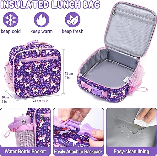 Miniatura 5 de Fimibuke Lonchera Bento para niños, caja Bento a prueba de fugas con tarro de comida aislado de 8.5 onzas, bolsa de almuerzo, botella de agua para