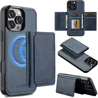 L5 2 in 1 Detachable Leather Wallet and Phone Cases Compatible with iPhone 16 Pro Max Case with Card Holder RFID Blocking, Compatible with Magsafe Charging 6.9 Blue,IP 16 Pro Max
