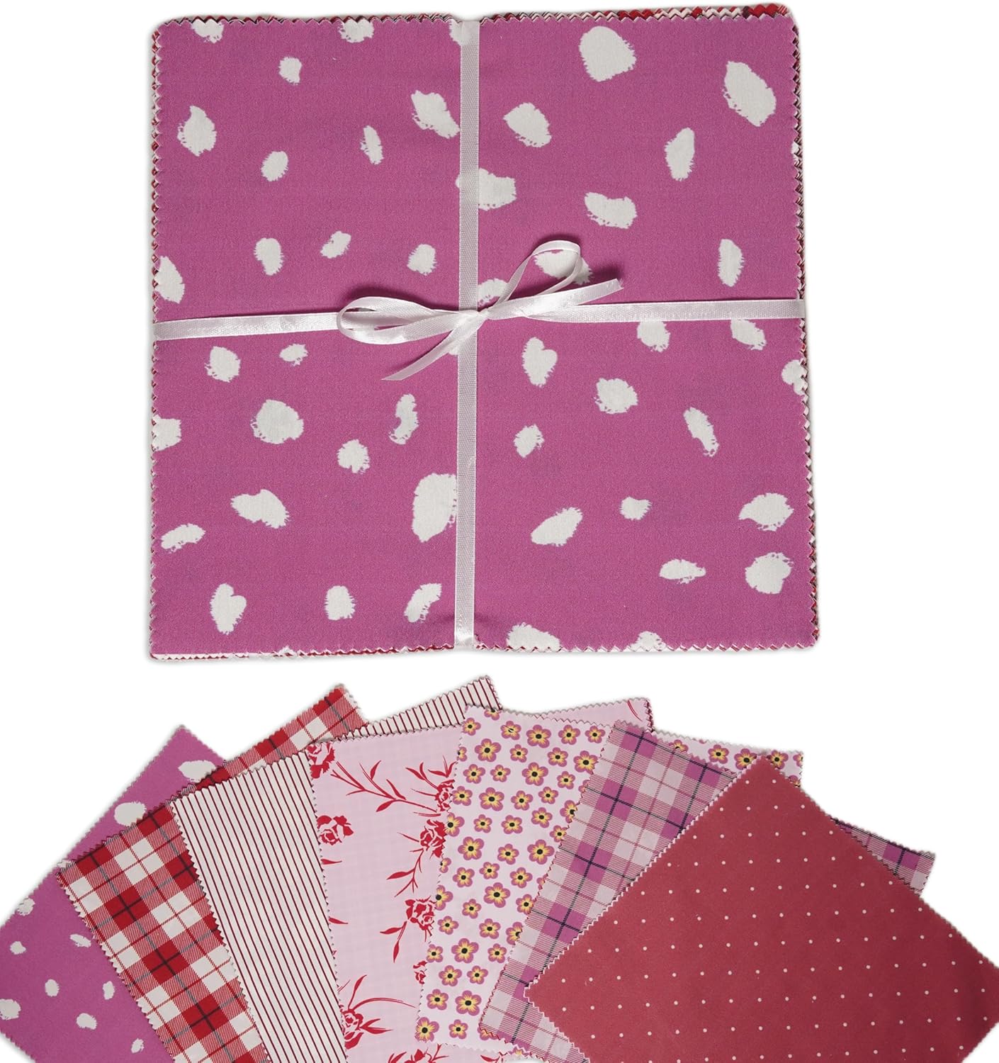 Soimoi Precut 10-inch Floral & Check Prints Cotton Fabric Bundle Quilting Squares Charm Pack DIY Patchwork Sewing Craft
