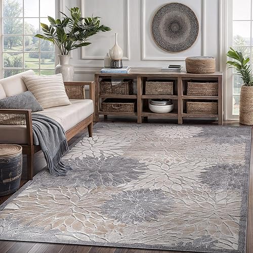 Miniatura 93 de CAMILSON Indoor Outdoor Rug 5x7 Bohemian Medallion Floral Area Rugs for Indoor and Outdoor Patios Easy-Cleaning Non-Shedding Living Room Garden and
