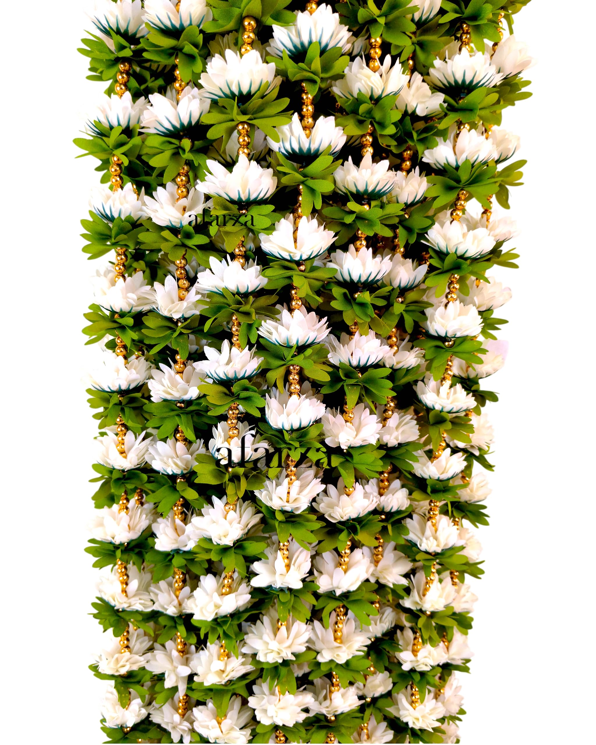 Artificial Flower Garland Toran wall Hanging for Door Entrance Home Decoration Backdrop Pooja Gift Bandarwal 4 Pieces (White Golden)-image-44