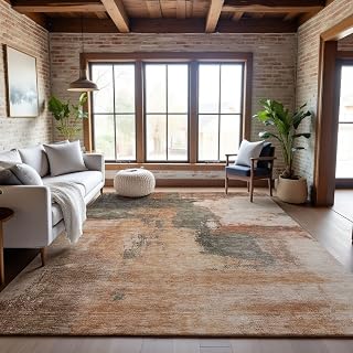 Addison Rugs Mayfield AMF1068 Terracotta 9' x 12' Indoor Premium Machine Washable Rug, Silky Soft, Easy Clean, Non Shedding, Bedroom, Living Room, Dining Room, Kitchen Rug