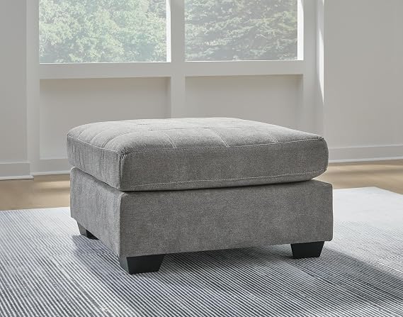 Signature Design by Ashley Marleton Classic Square Upholstered Oversized Accent Ottoman, Light Gray