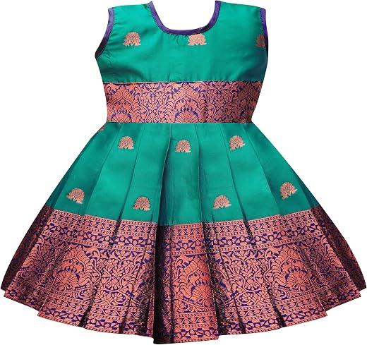 PW PLATYPUS WORLD Baby Girls South Indian Traditional Pattu Pavadai Jacquard Silk Lehenga Choli