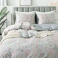 Vista 41 de HoneiLife Juego de funda de edredón floral 100% algodón, 3 piezas, suave, ropa de cama botánica con cierre de cremallera y lazos en las esquinas