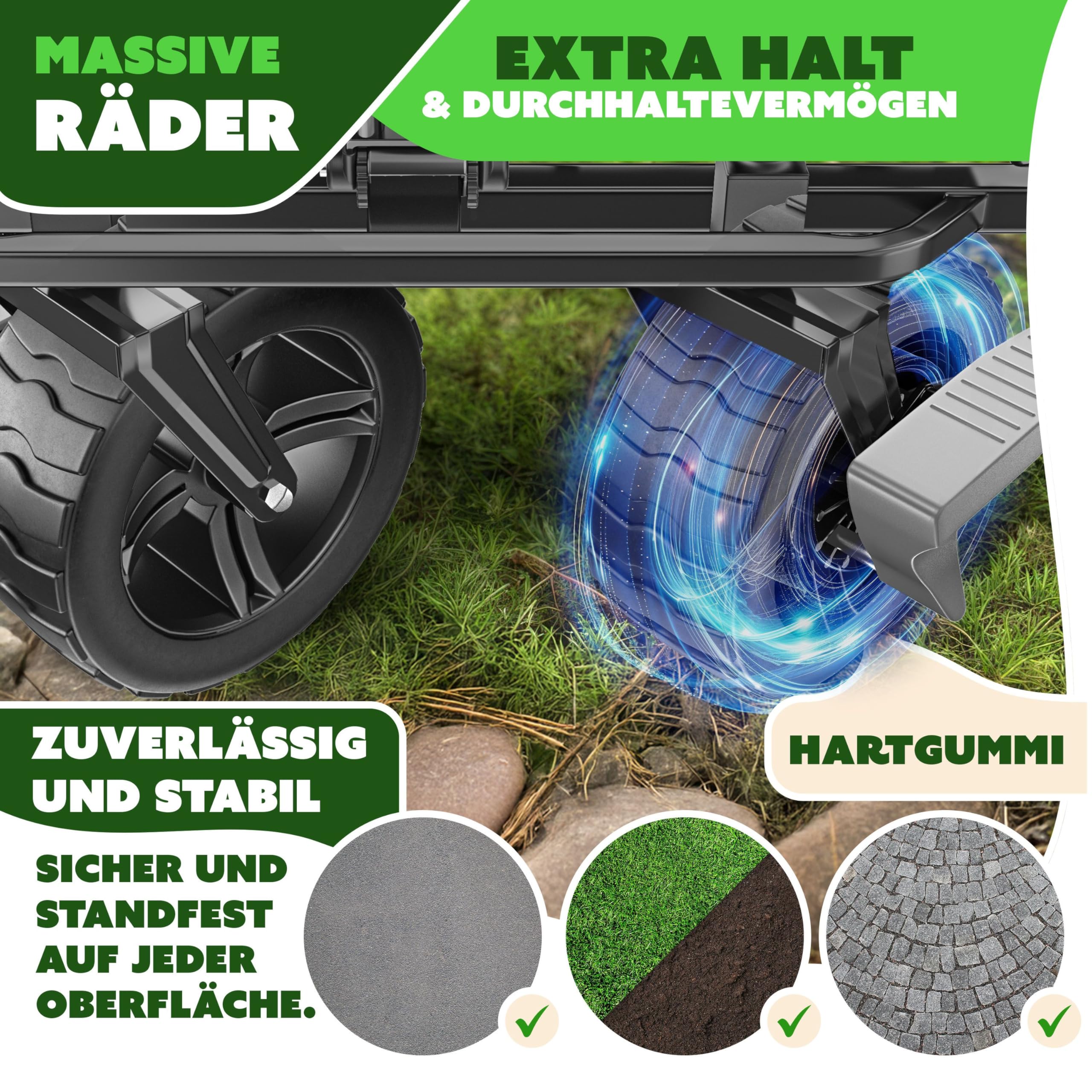 KESSER GT9000 Chariot de transport pliable avec toit - Charge maximale : 150 kg - Avec roues en caoutchouc dur et freins de stationnement (avant et arrière) - Avec serrure, couverture, intempéries et