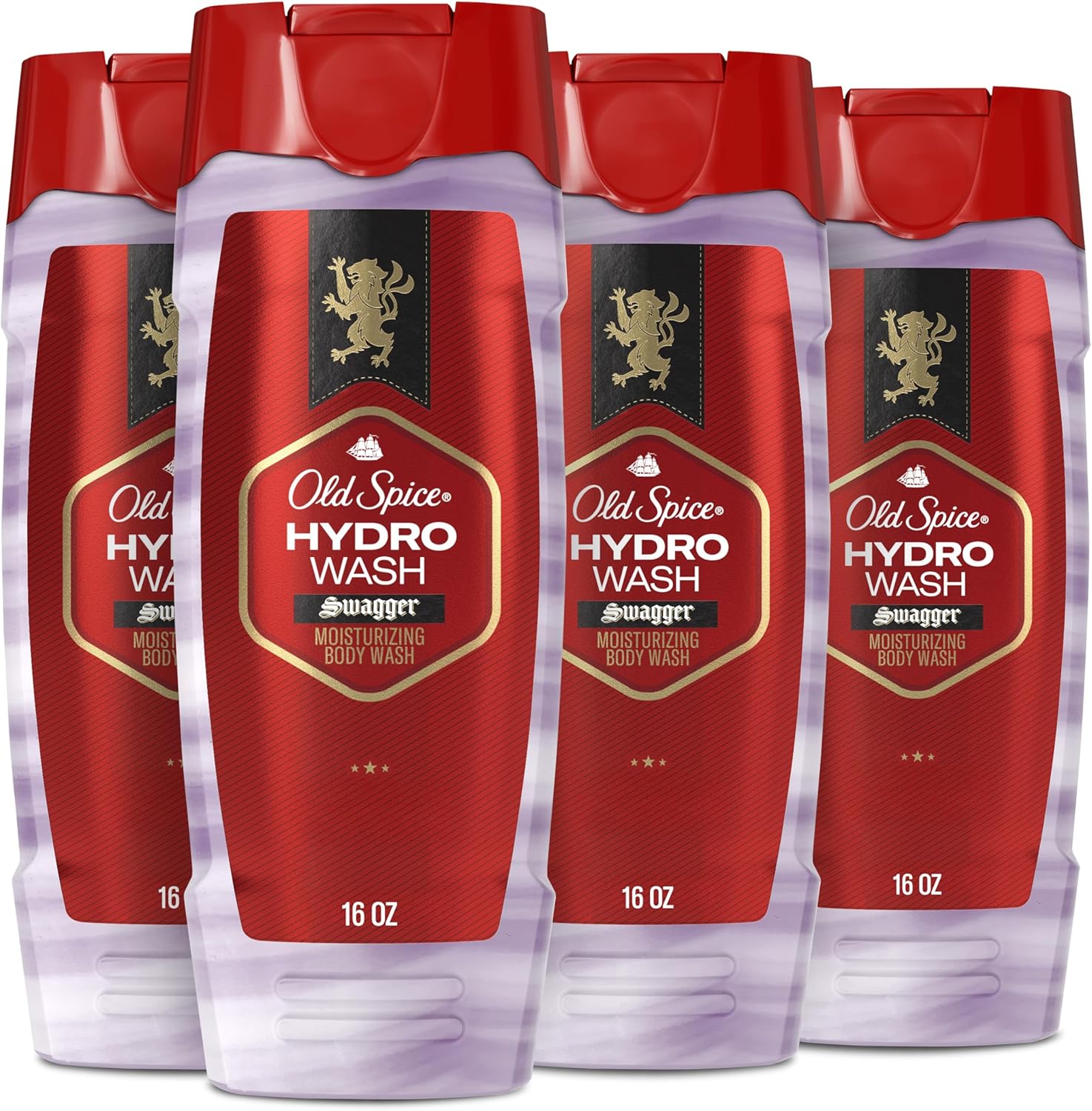 Old Spice Moisturizing Body Wash for Men, Hydro Wash, 2-in-1 Long Lasting Scent & Deep Hydration, 24/7 Shower Fresh, Smoother Swagger Scent, 16 oz (Pack of 4)