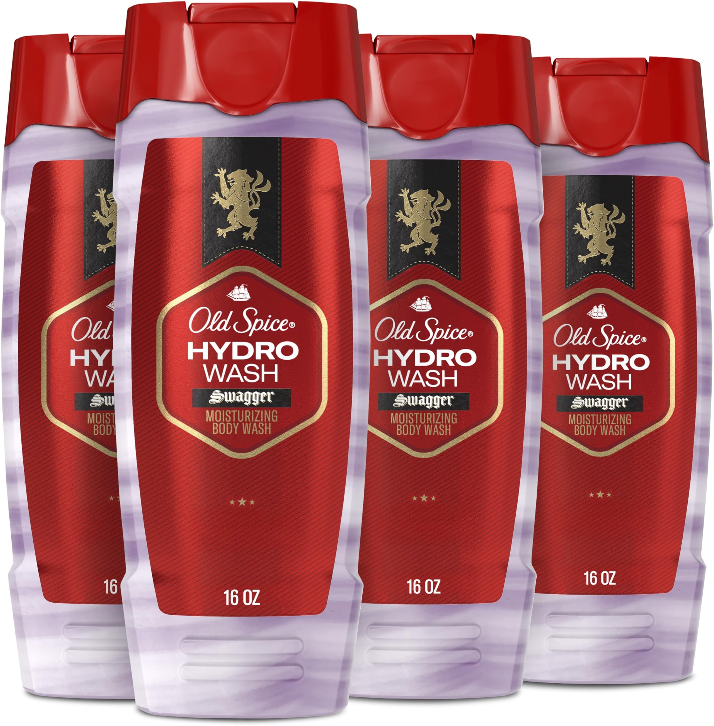 Moisturizing Body Wash for Men, Hydro Wash, 2-in-1 Long Lasting Scent & Deep Hydration, 24/7 Shower Fresh, Smoother Swagger Scent, 16 oz (Pack of 4)
