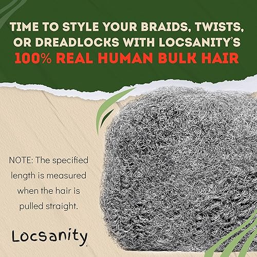 Miniatura 7 de Locsanity Afro Kinky 100% cabello humano natural a granel, cabello trenzado para rastas, reparación de rastas, extensiones de rastas, giros, 1 -