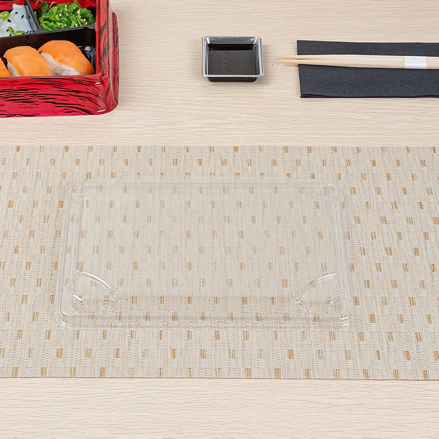 Restaurantware-LIDS ONLY: 8.9 x 7.6 x 0.8 Inch Clear Lids For Bento Boxes, 100 Disposable Container Lids - Bento Boxes Sold Separately, Tight Seal, Clear Plastic Lids, Ideal For Take Out